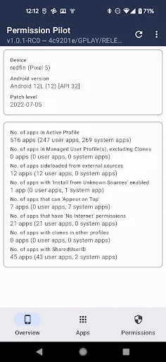 Screenshot di Permission Pilot