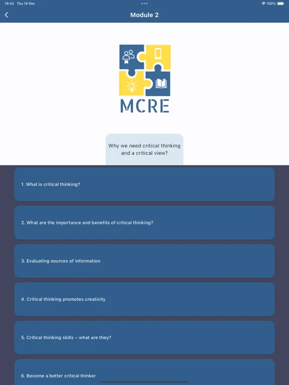 MCRE mobile app iPad  स्क्रीनशॉट
