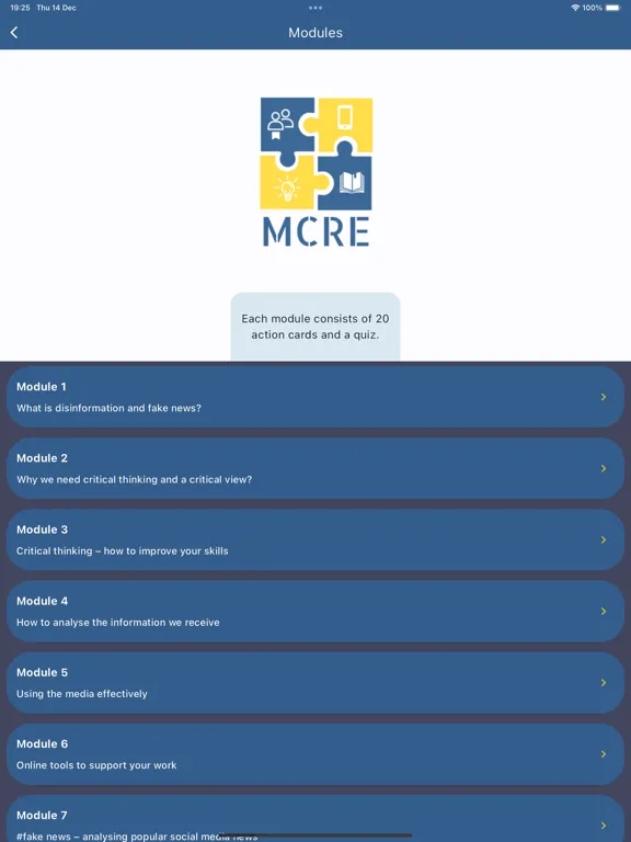 MCRE mobile app iPad  स्क्रीनशॉट