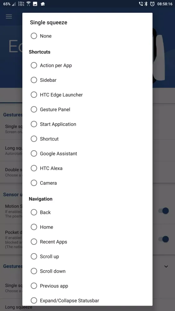 Captures d'écran de Edge Sense Plus