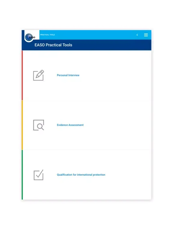 Zrzuty ekranu EASO Practical Tools iPad 