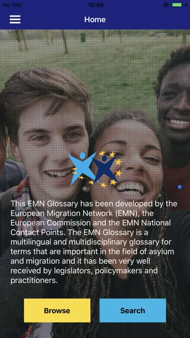 Capturas de tela do EMN Glossary