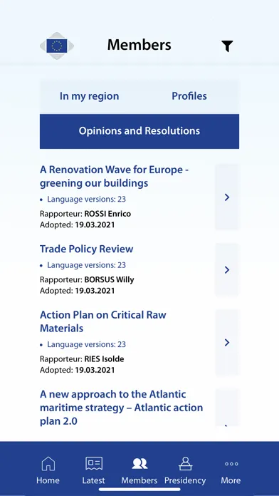 EU Committee of the Regions 스크린샷