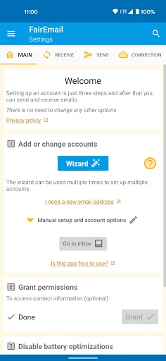 Скриншоты FairEmail, privacy aware email