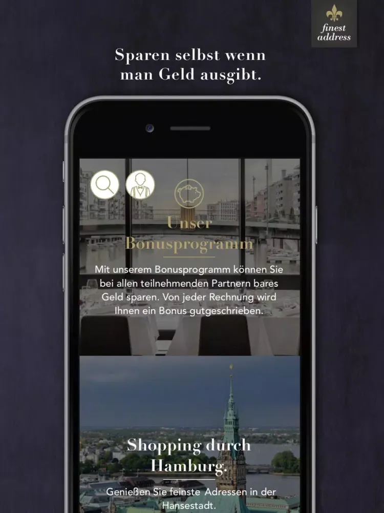 Finest Address – ihr mobiler Begleiter für feinste Restaurants, Hotels und Shopping iPad  سکرین شاٹس