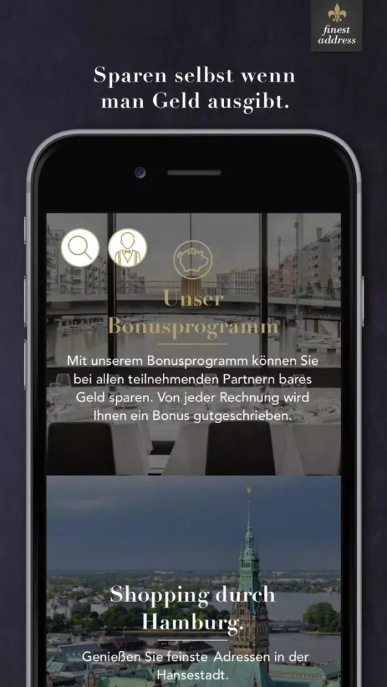 Finest Address – ihr mobiler Begleiter für feinste Restaurants, Hotels und Shopping سکرین شاٹس