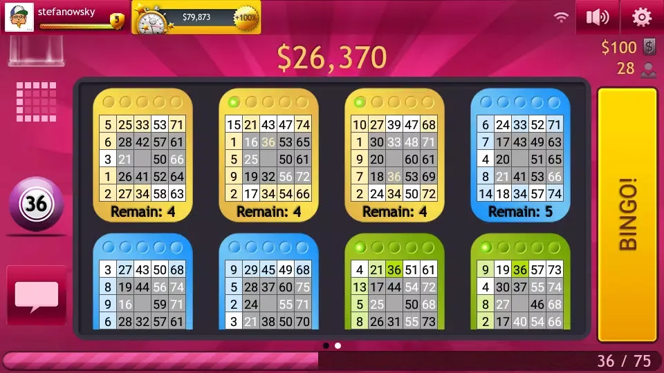 Capturas de tela do Bingo