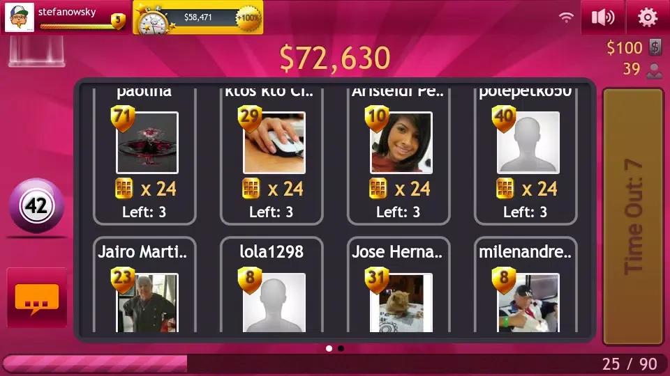 Capturas de tela do Bingo