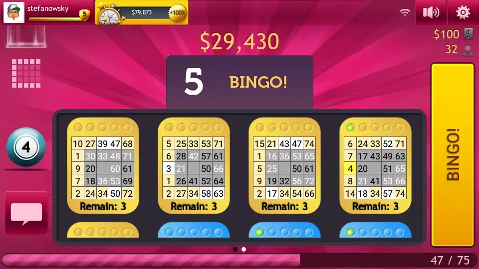 Capturas de tela do Bingo