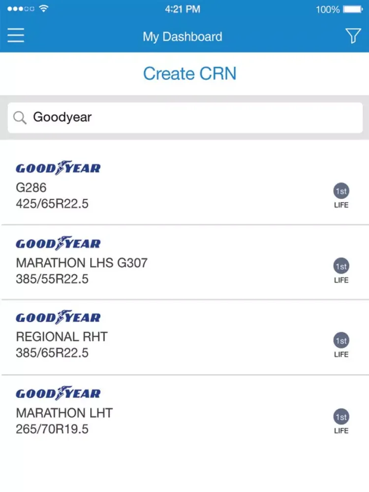 Capturas de tela do Goodyear eCasing iPad 