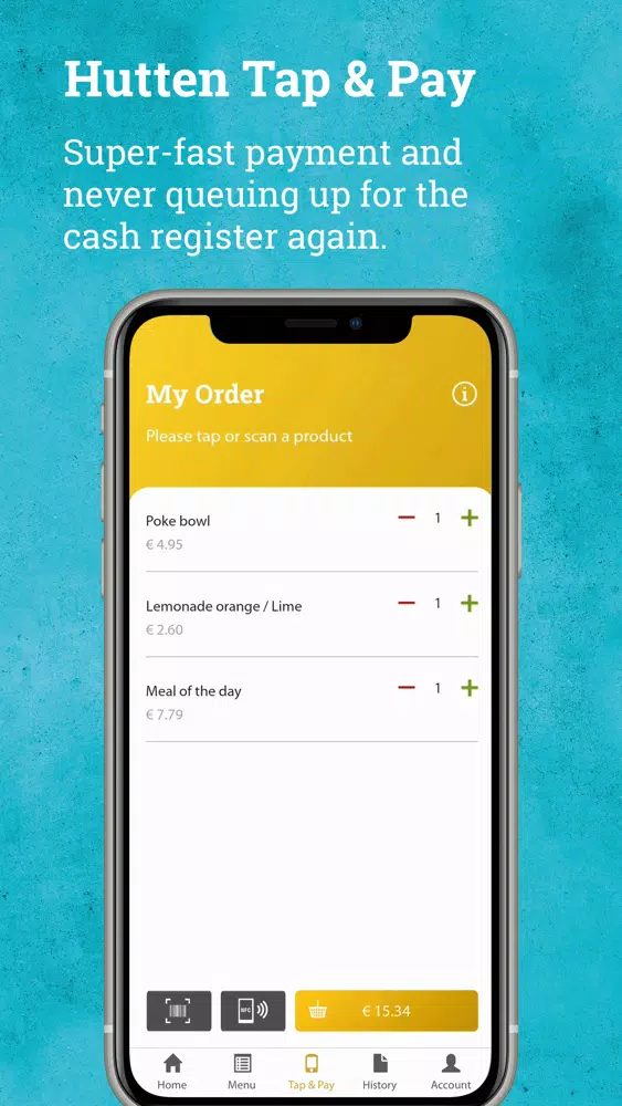 Tangkapan skrin Hutten Tap & Pay