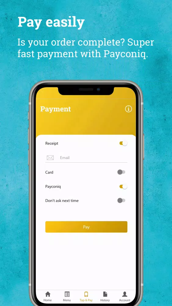Tangkapan skrin Hutten Tap & Pay