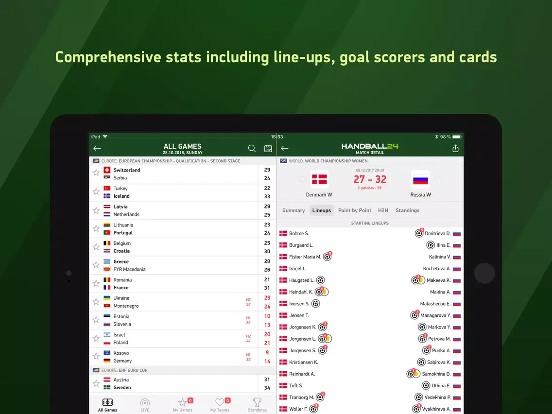 Capturas de pantalla de Handball 24 - live scores iPad 