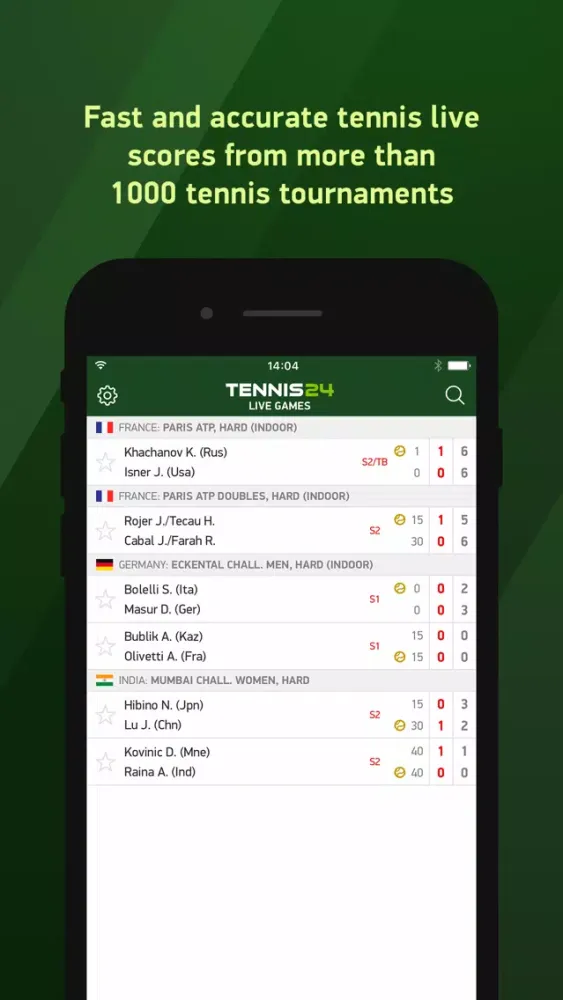 Tennis 24 - tennis live scores Screenshots