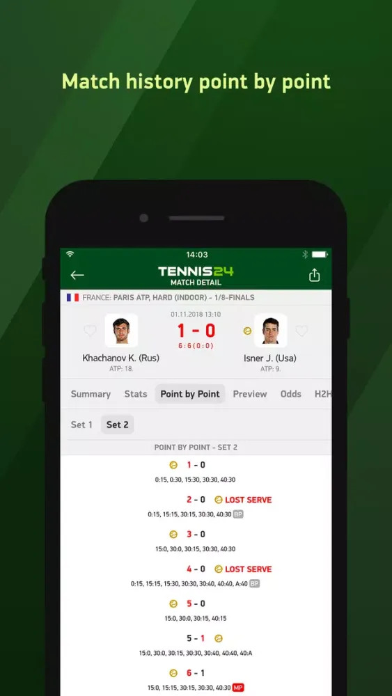 Tennis 24 - tennis live scores Screenshots