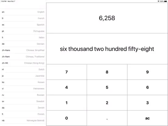 Ảnh chụp màn hình của Numbers to Words Converter iPad 