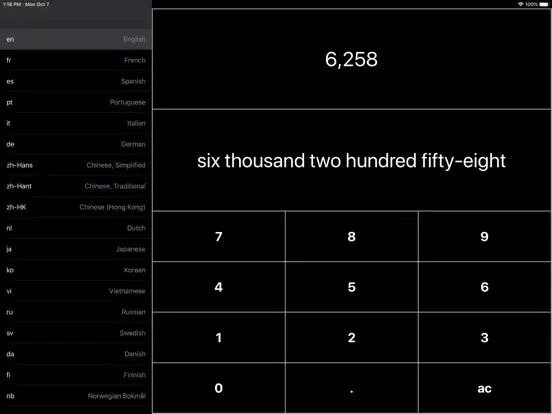 Ảnh chụp màn hình của Numbers to Words Converter iPad 