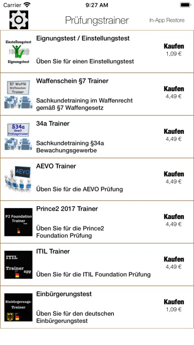 Prüfungstrainer Screenshots