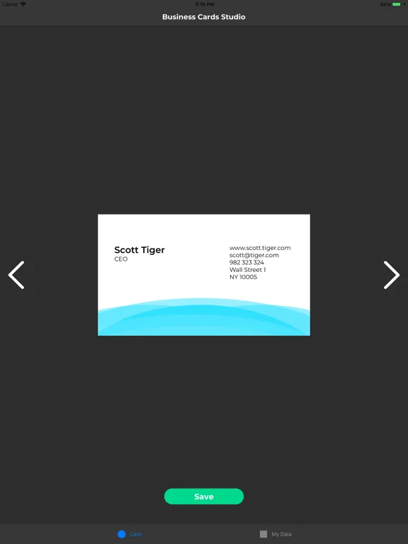 Business Cards Studio iPad  Screenshots