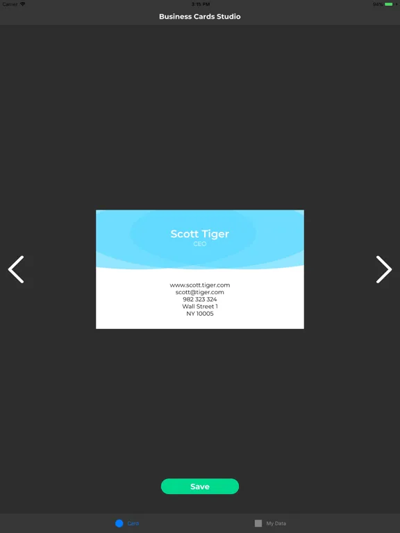 Business Cards Studio iPad  Screenshots