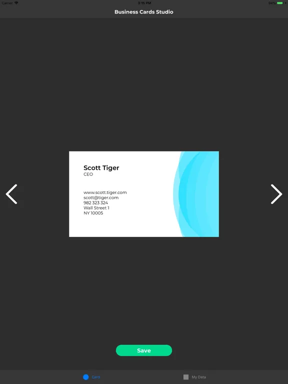 Business Cards Studio iPad  Screenshots