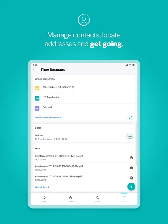 Ảnh chụp màn hình của Teamleader Focus iPad 