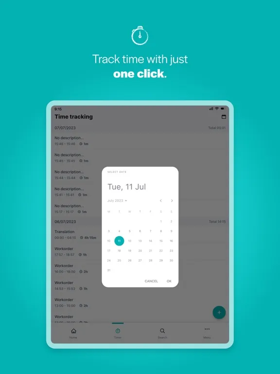 Ảnh chụp màn hình của Teamleader Focus iPad 