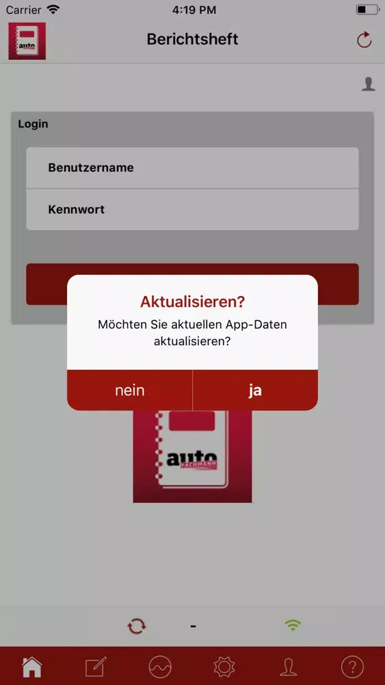 Tangkapan layar autoFACHMANN Berichtsheft