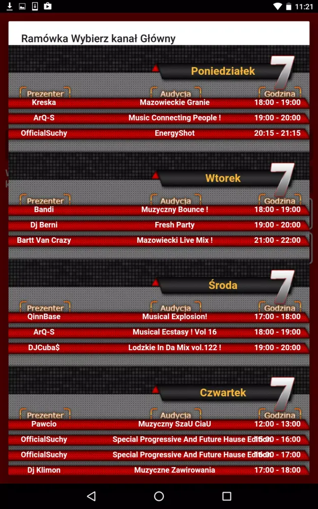 Zrzuty ekranu Internet radio Red7 radiors.pl