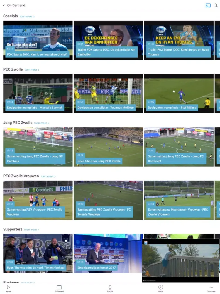 Capturas de tela do PEC Zwolle TV iPad 