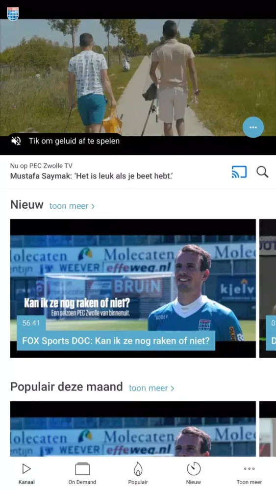 Capturas de tela do PEC Zwolle TV