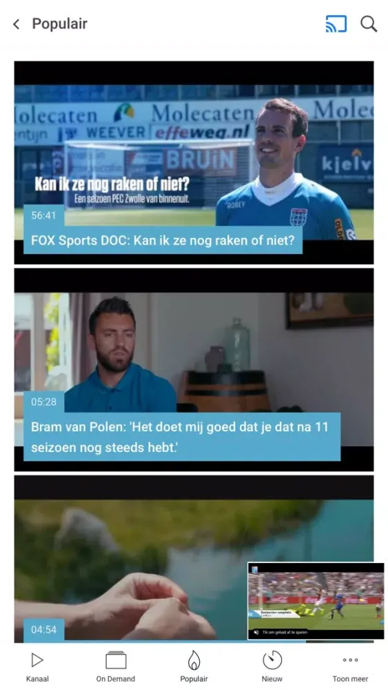Capturas de tela do PEC Zwolle TV