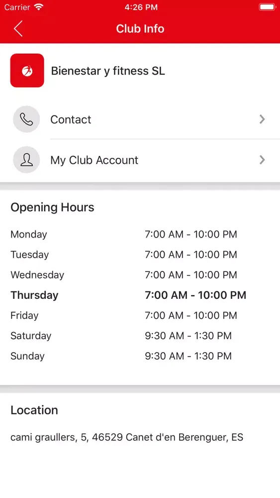 Ảnh chụp màn hình của MyFitness