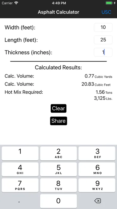 Screenshot di Asphalt Calculator One