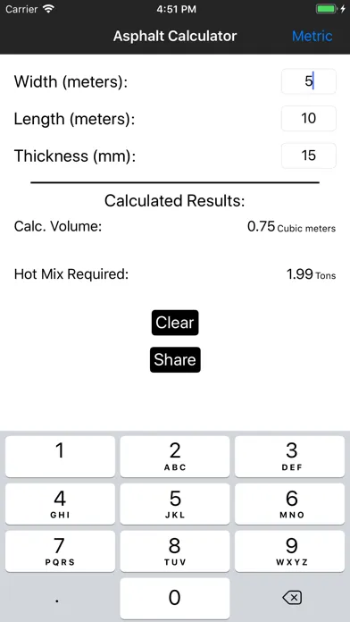 Screenshot di Asphalt Calculator One