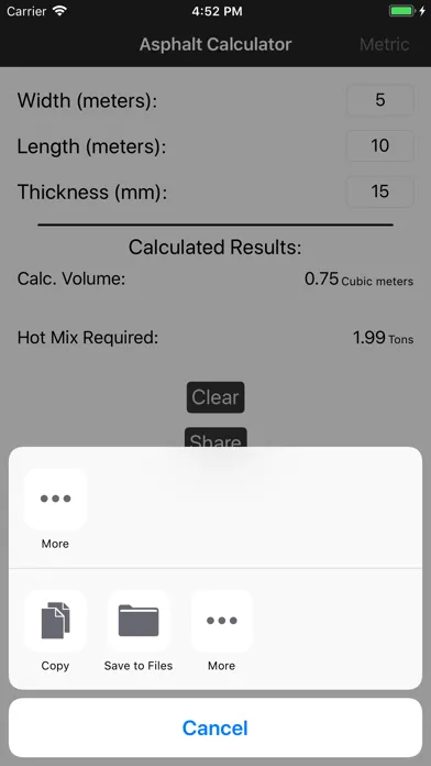 Screenshot di Asphalt Calculator One