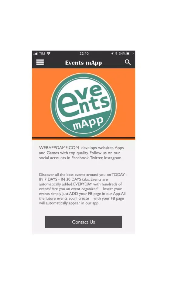 ภาพหน้าจอของ Events mApp