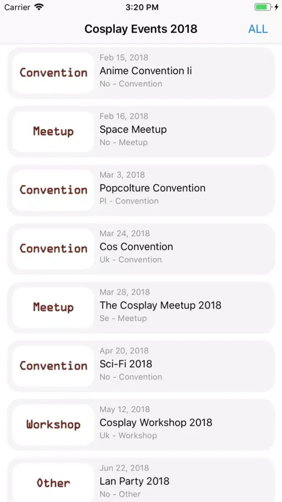 Cosplay Events स्क्रीनशॉट