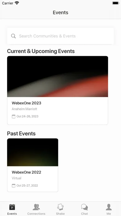 Capturas de pantalla de WebexOne Events