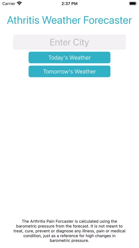ภาพหน้าจอของ Arthritis Weather Forecaster