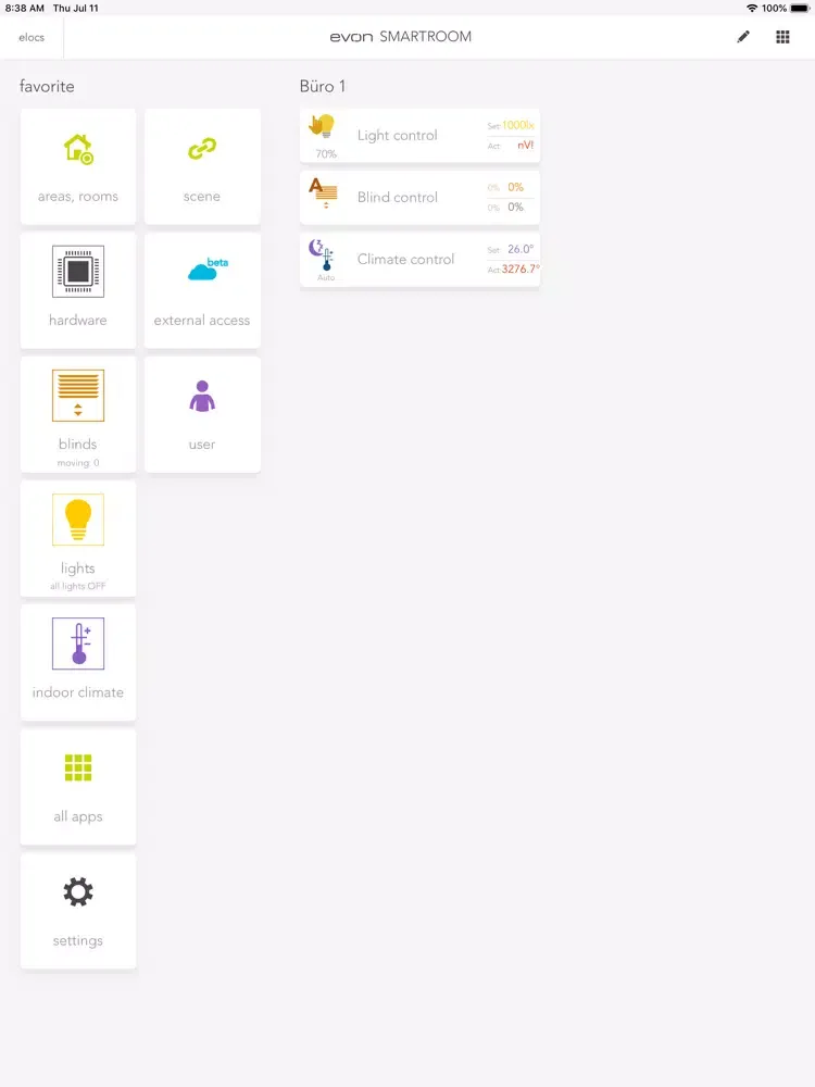 Скриншоты evon Smart Room iPad 