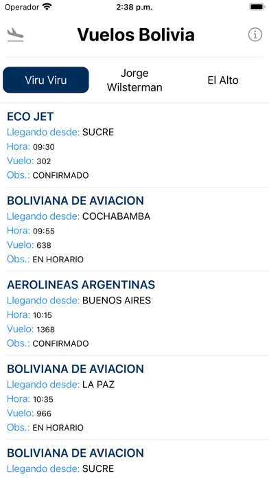 Capturas de tela do Flights Bolivia