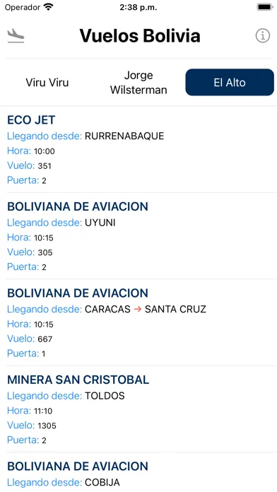 Capturas de tela do Flights Bolivia