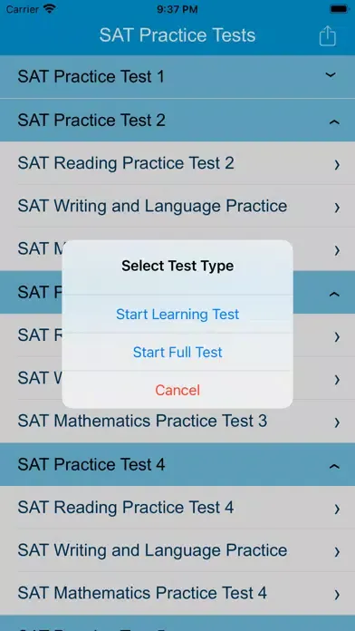 Tangkapan skrin SAT Model Practice Tests