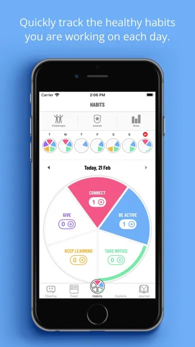 Capturas de tela do UCA Wellbeing App