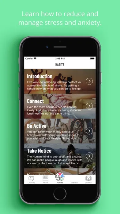 Capturas de tela do UCA Wellbeing App