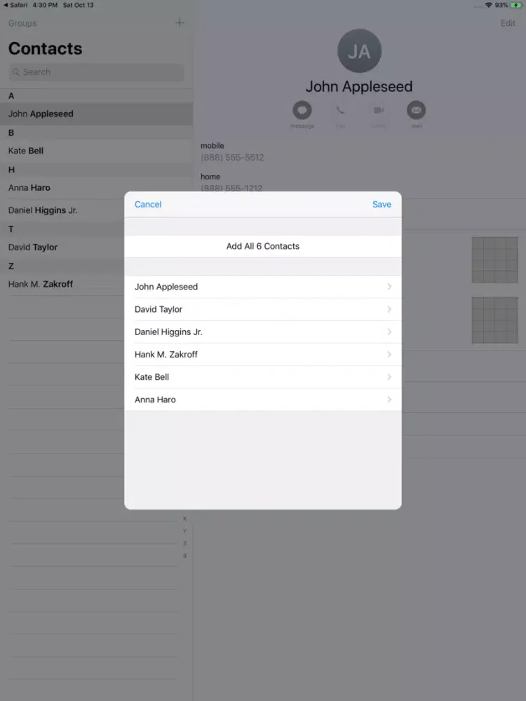 Export & Transfer Contacts iPad  Screenshots