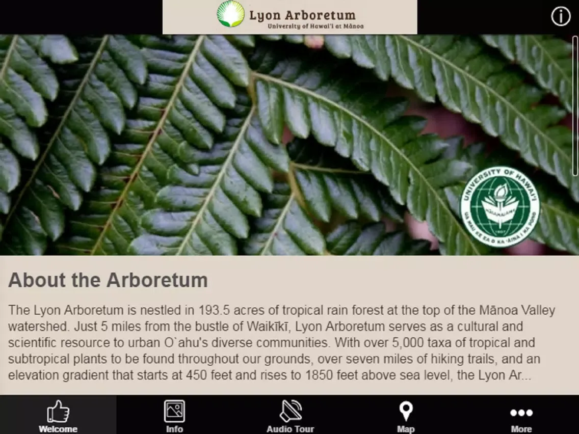 Tangkapan skrin Lyon Arboretum Mobile Tour App iPad 