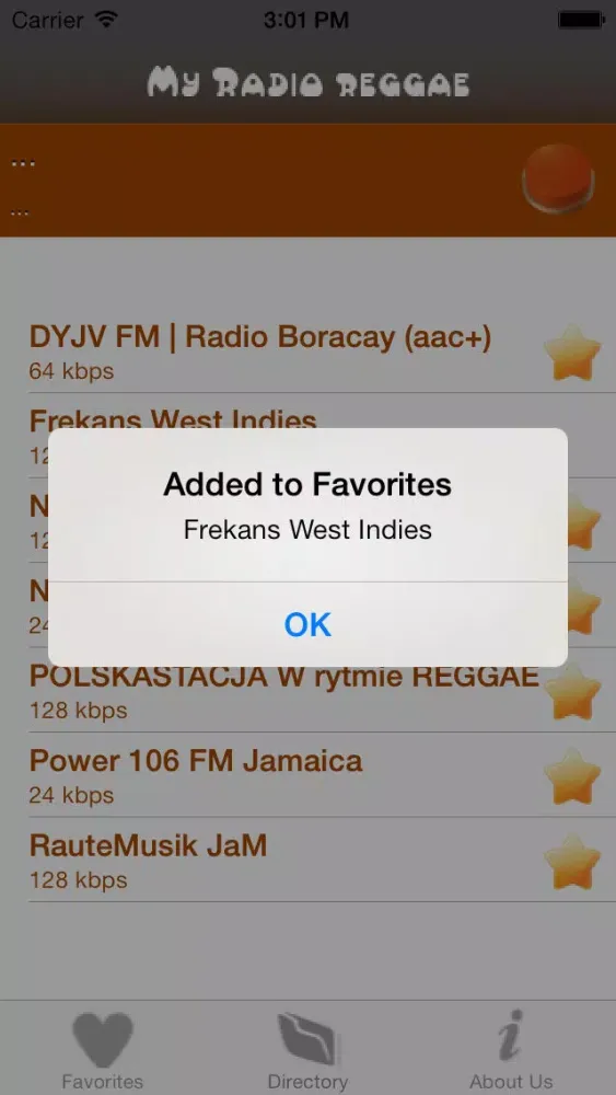 Tangkapan skrin Reggae Radios.