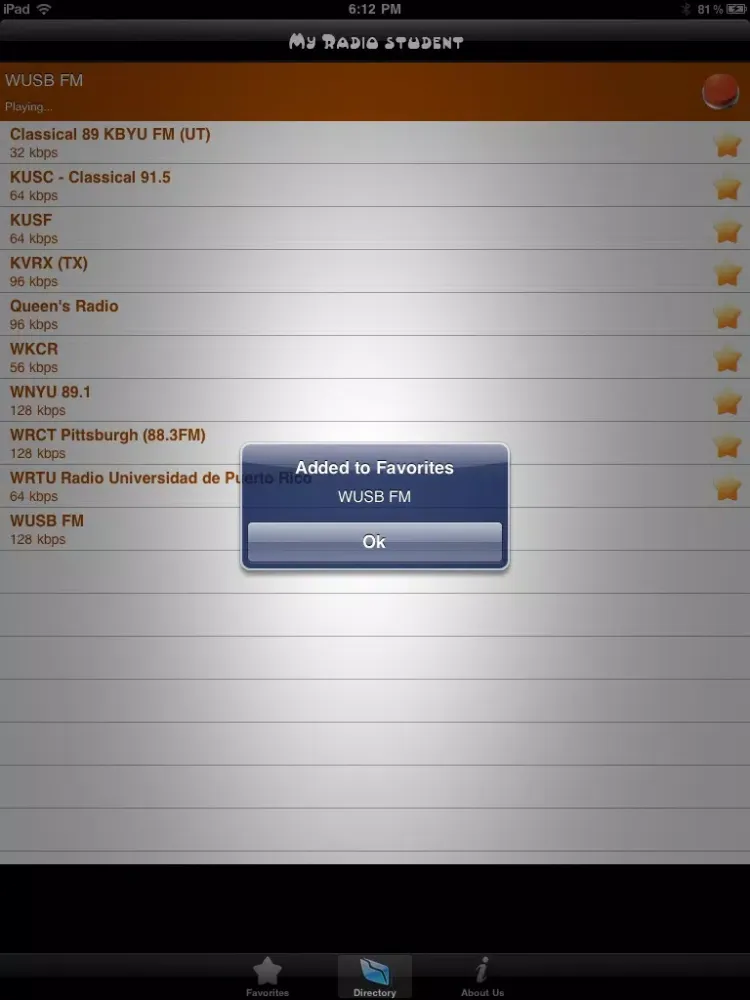 Zrzuty ekranu Student Radios iPad 